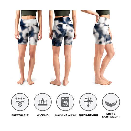 5-Pack: Women's High Waisted Tie Dye Athletic Biker Shorts