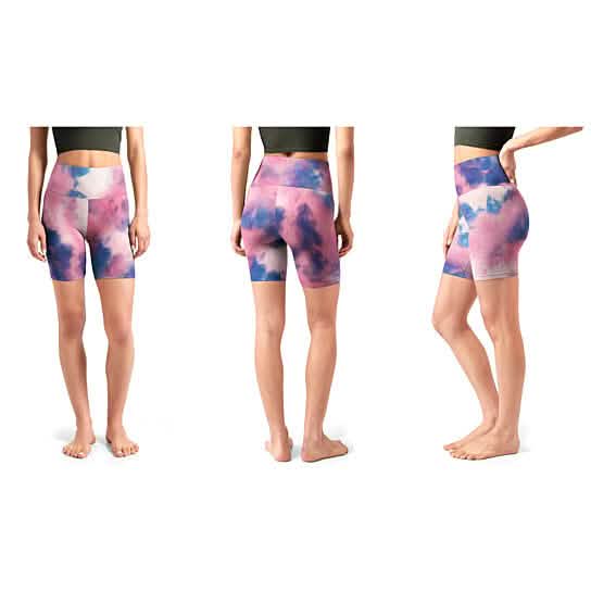 5-Pack: Women's High Waisted Tie Dye Athletic Biker Shorts