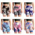 5-Pack: Women's High Waisted Tie Dye Athletic Biker Shorts