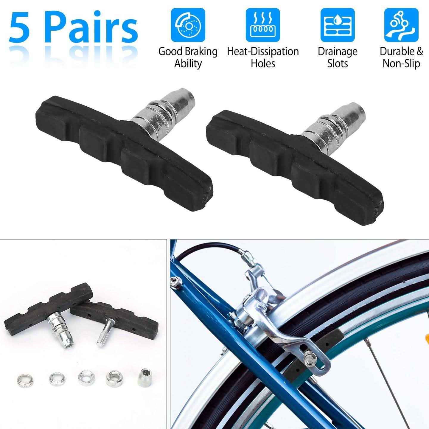 5-Pairs: V Bike Brake Pads