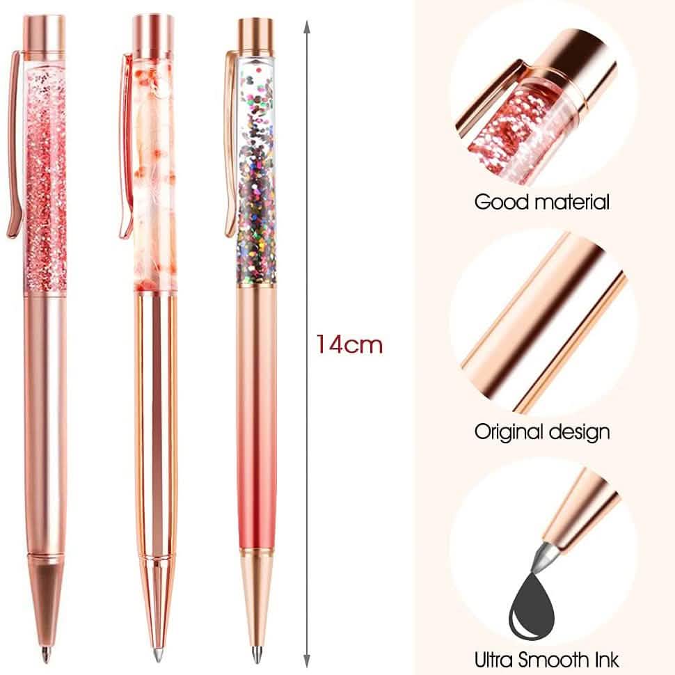 5-Piece: Bling Dynamic Liquid Ballpoint Pens