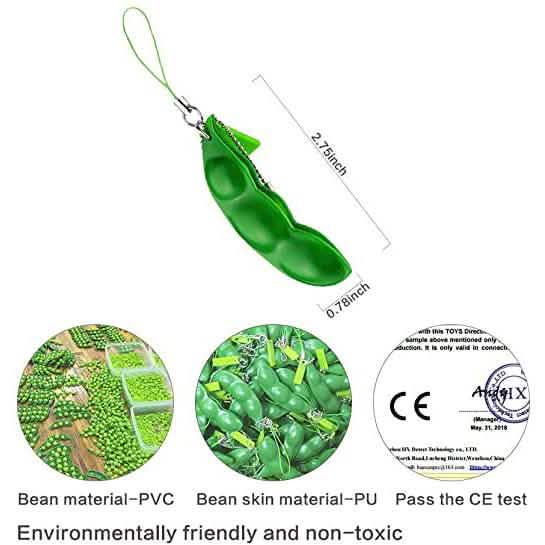 5-Piece: Edamame Keychain Squeeze Toy
