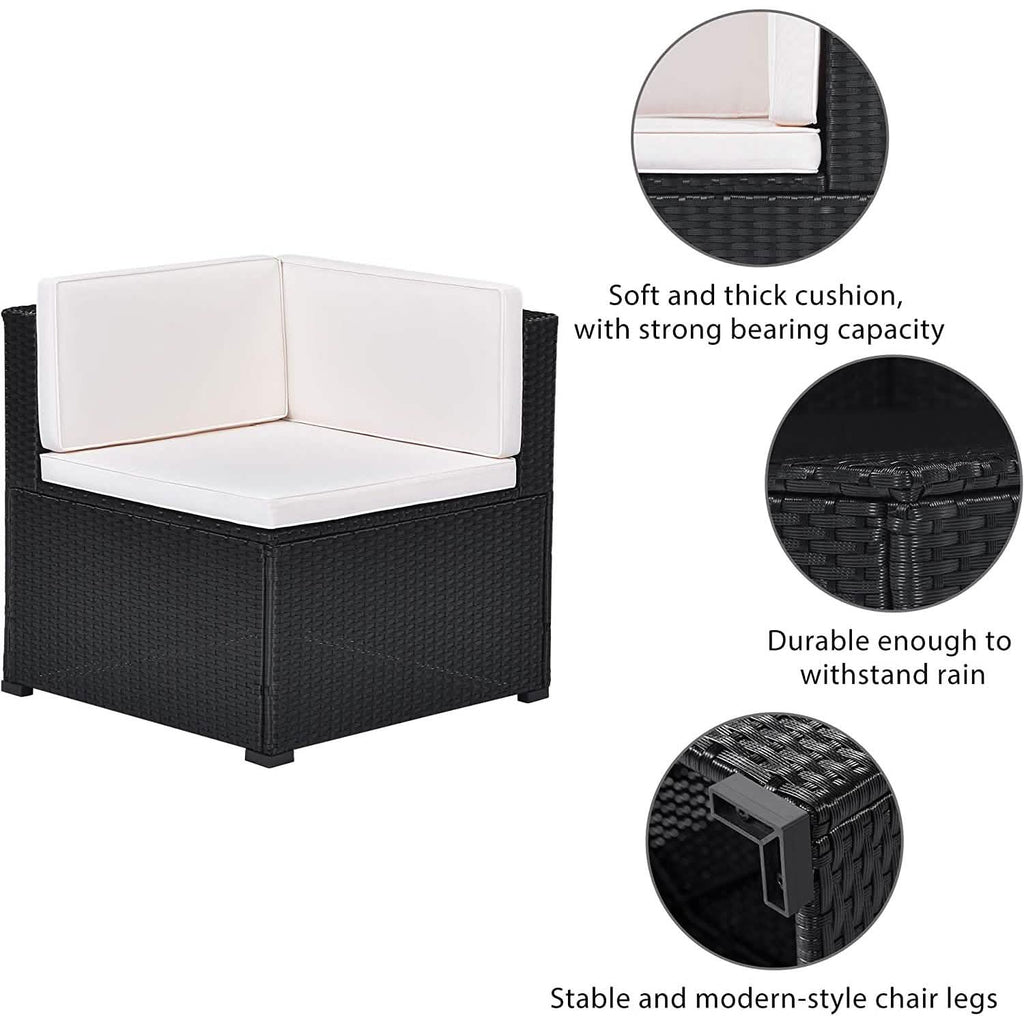 5-Piece: Patio Rattan PE Wicker Furniture Corner Sofa Set