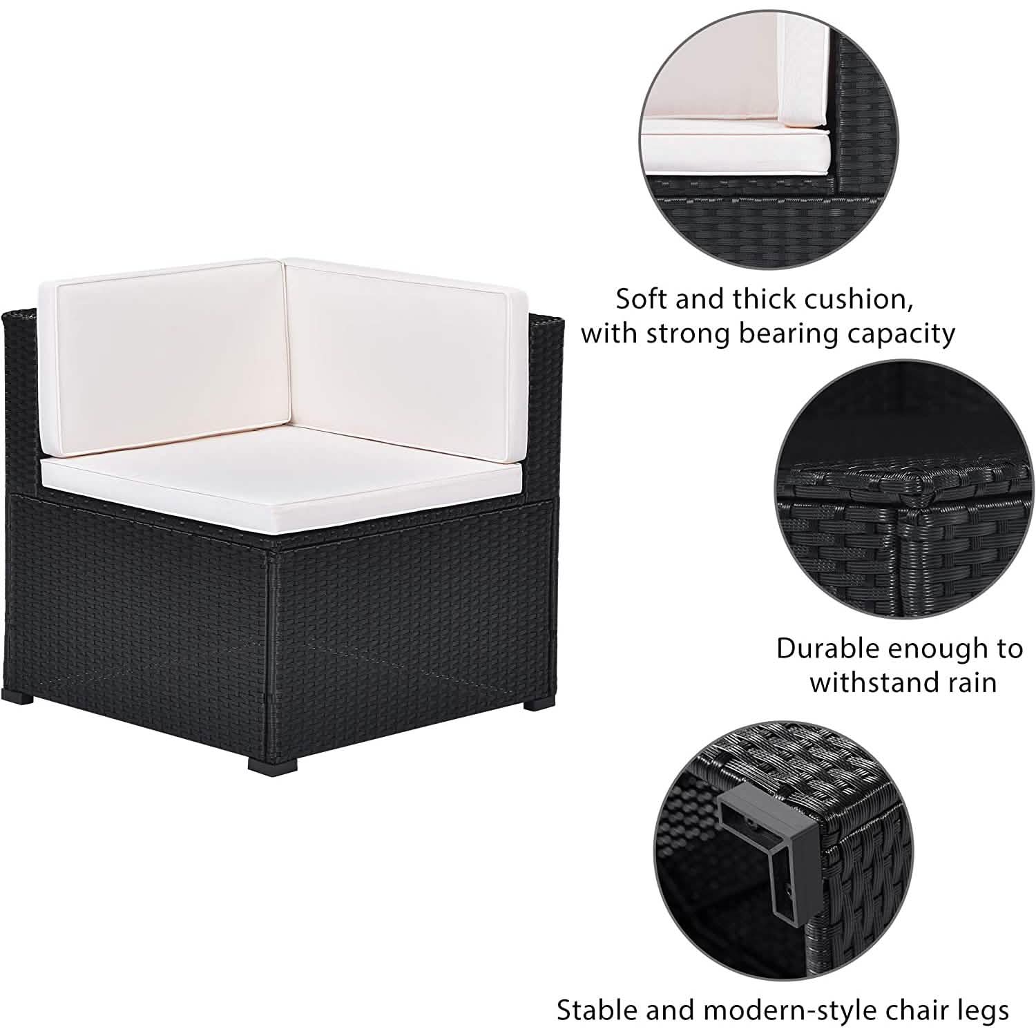 5-Piece: Patio Rattan PE Wicker Furniture Corner Sofa Set