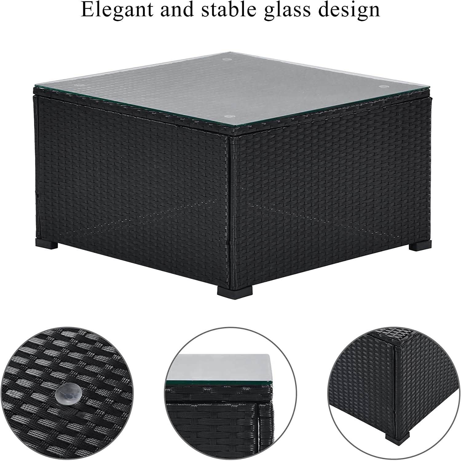 5-Piece: Patio Rattan PE Wicker Furniture Corner Sofa Set