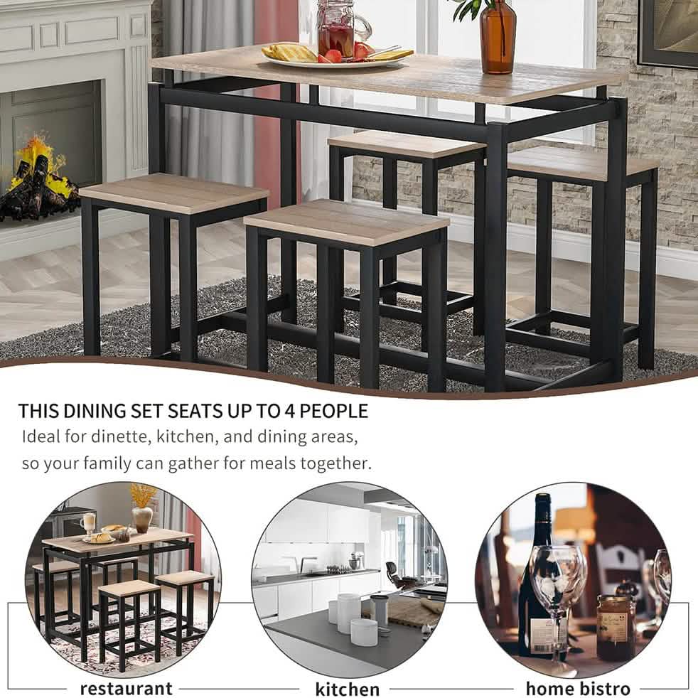 5-Piece Set: Kitchen Table and Chairs Set
