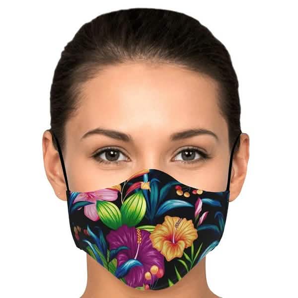 5-Pieces: Fashion Cotton Face Mask Floral Print Half Face Mouth Muffle Masks Health