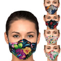 5-Pieces: Fashion Cotton Face Mask Floral Print Half Face Mouth Muffle Masks Health