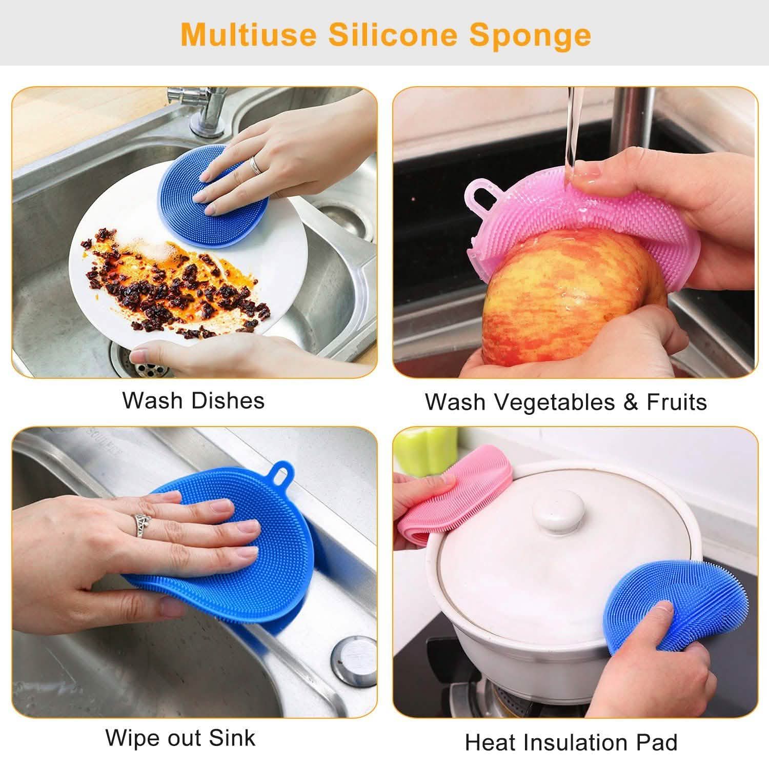 5-Pieces: Kitchen Cleaning Silicone Scrubber