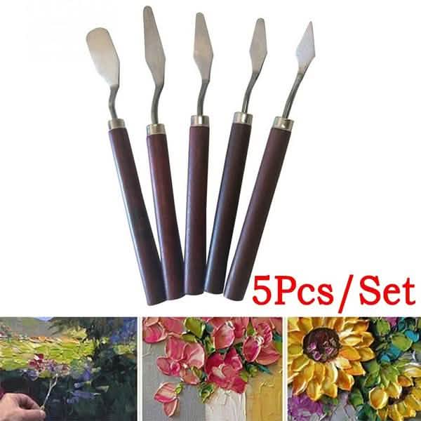 5-Pieces: Palette Steel Oil For Professional Stainless Knife Tool Painting Spatula