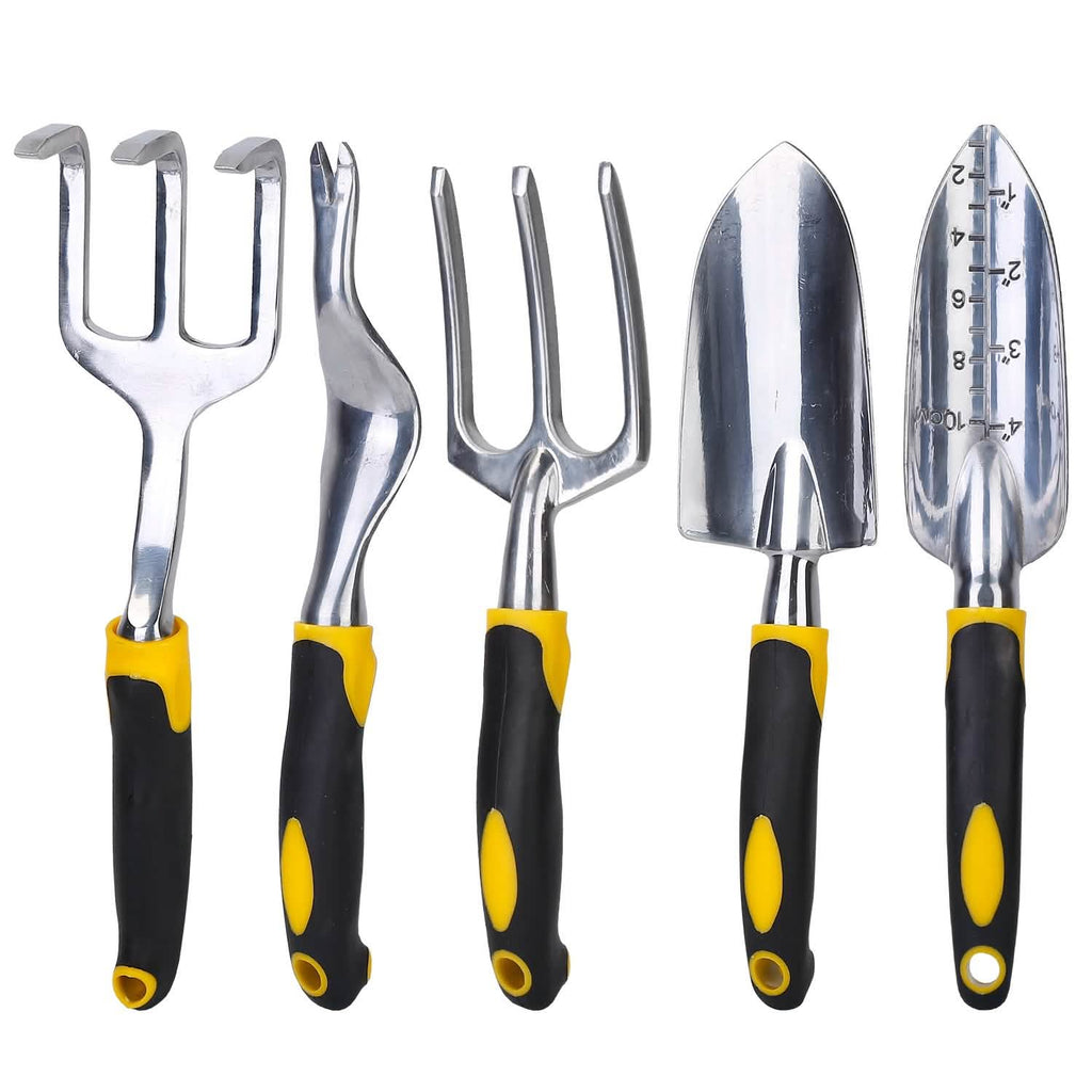 5-Pieces Set: Heavy Duty Garden Tool Set with Non-Slip Handle