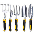 5-Pieces Set: Heavy Duty Garden Tool Set with Non-Slip Handle