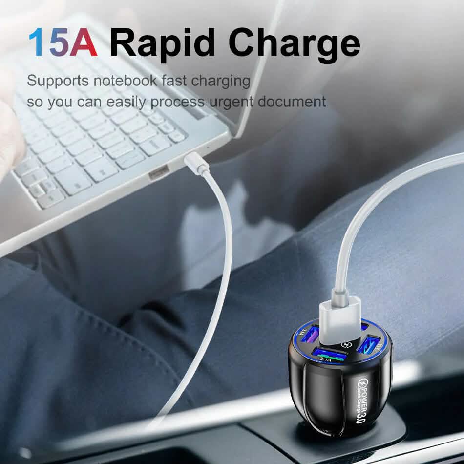 5 Port USB Fast Car Charger with LED Display