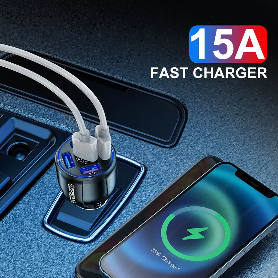 5 Port USB Fast Car Charger with LED Display