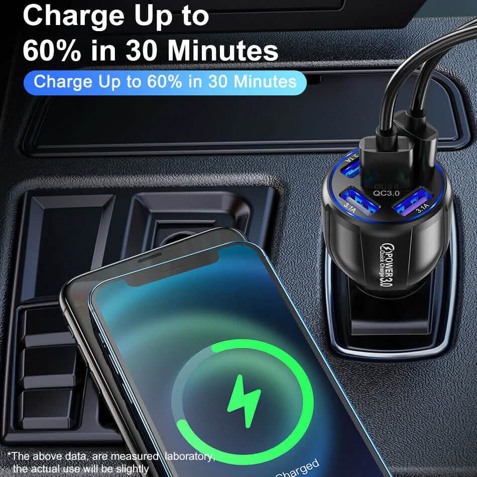 5 Port USB Fast Car Charger with LED Display