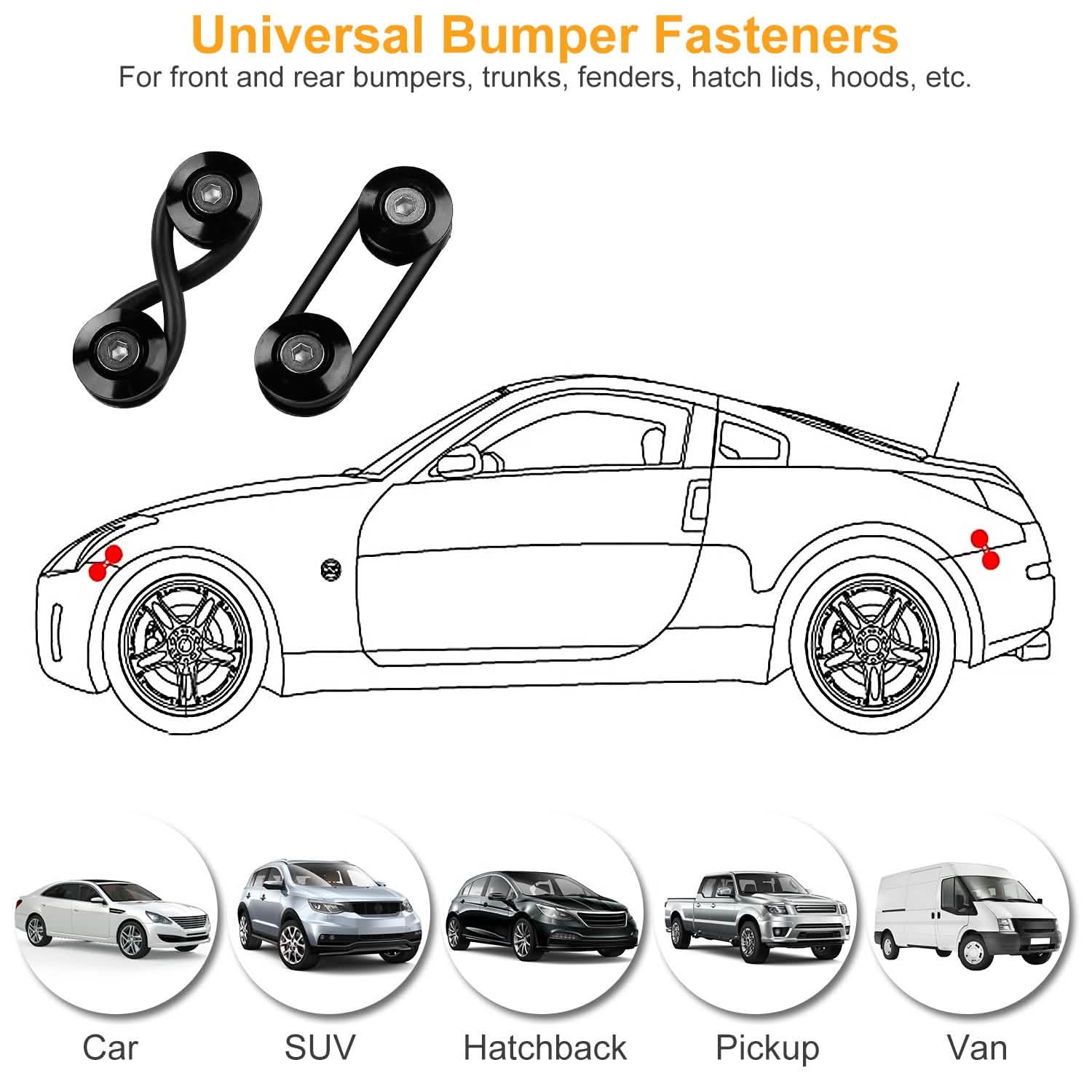 5-Set: Car Quick Release Bumper Fasteners