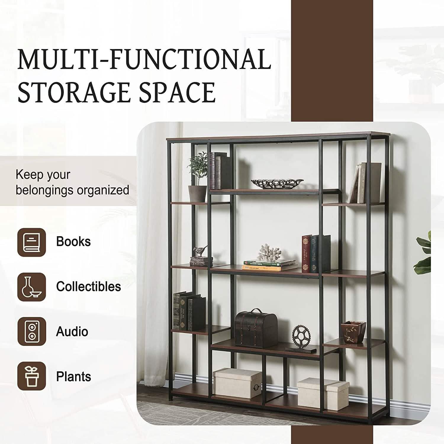 5-Tier Bookcase Bedroom Tall Bookshelf