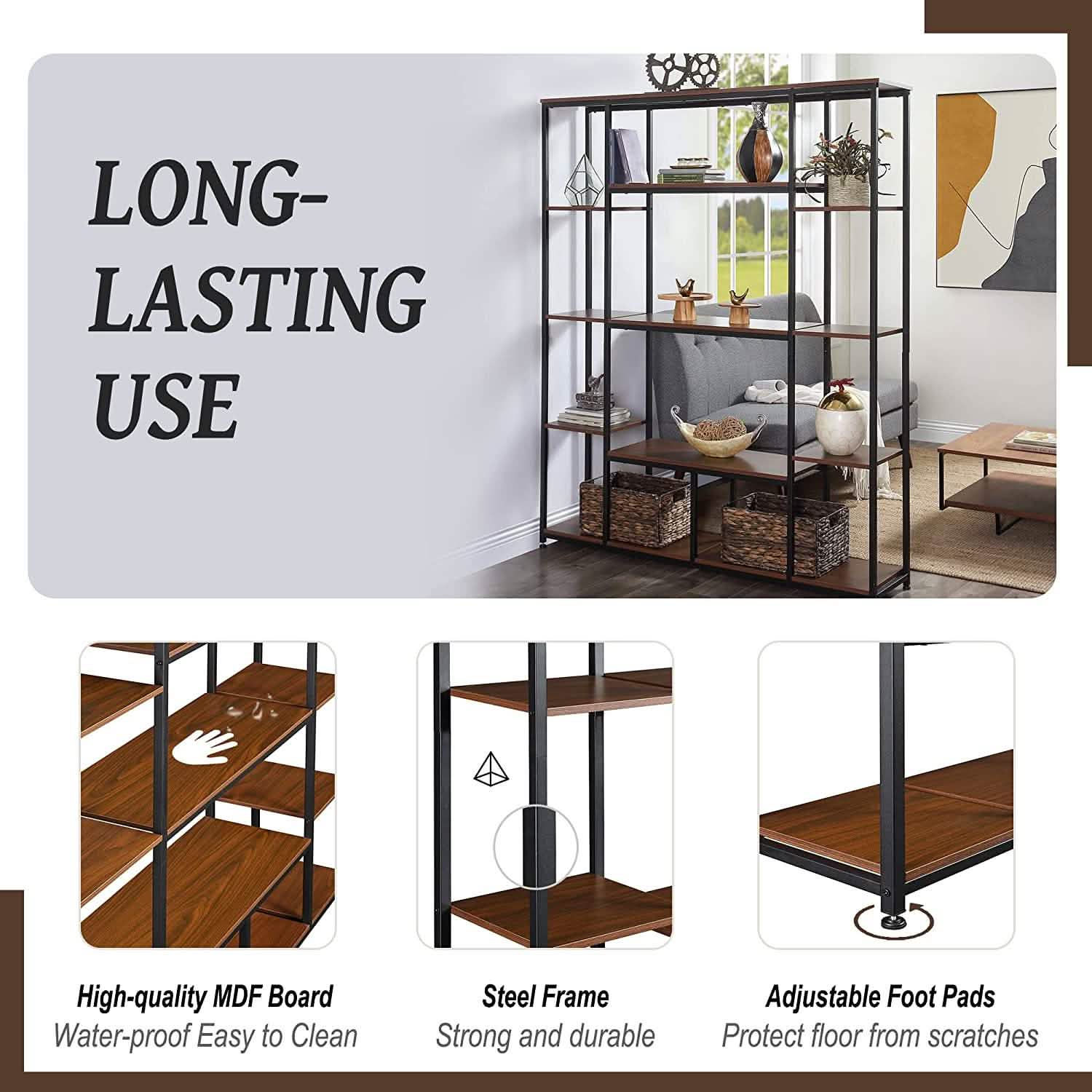 5-Tier Bookcase Bedroom Tall Bookshelf