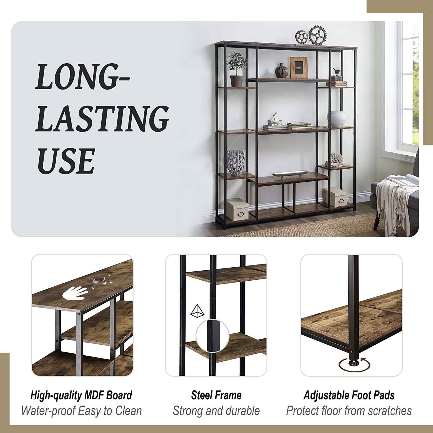 5-Tier Bookcase Bedroom Tall Bookshelf
