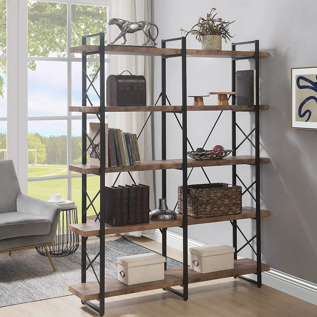 5-Tier Bookcase Industrial Bookshelf