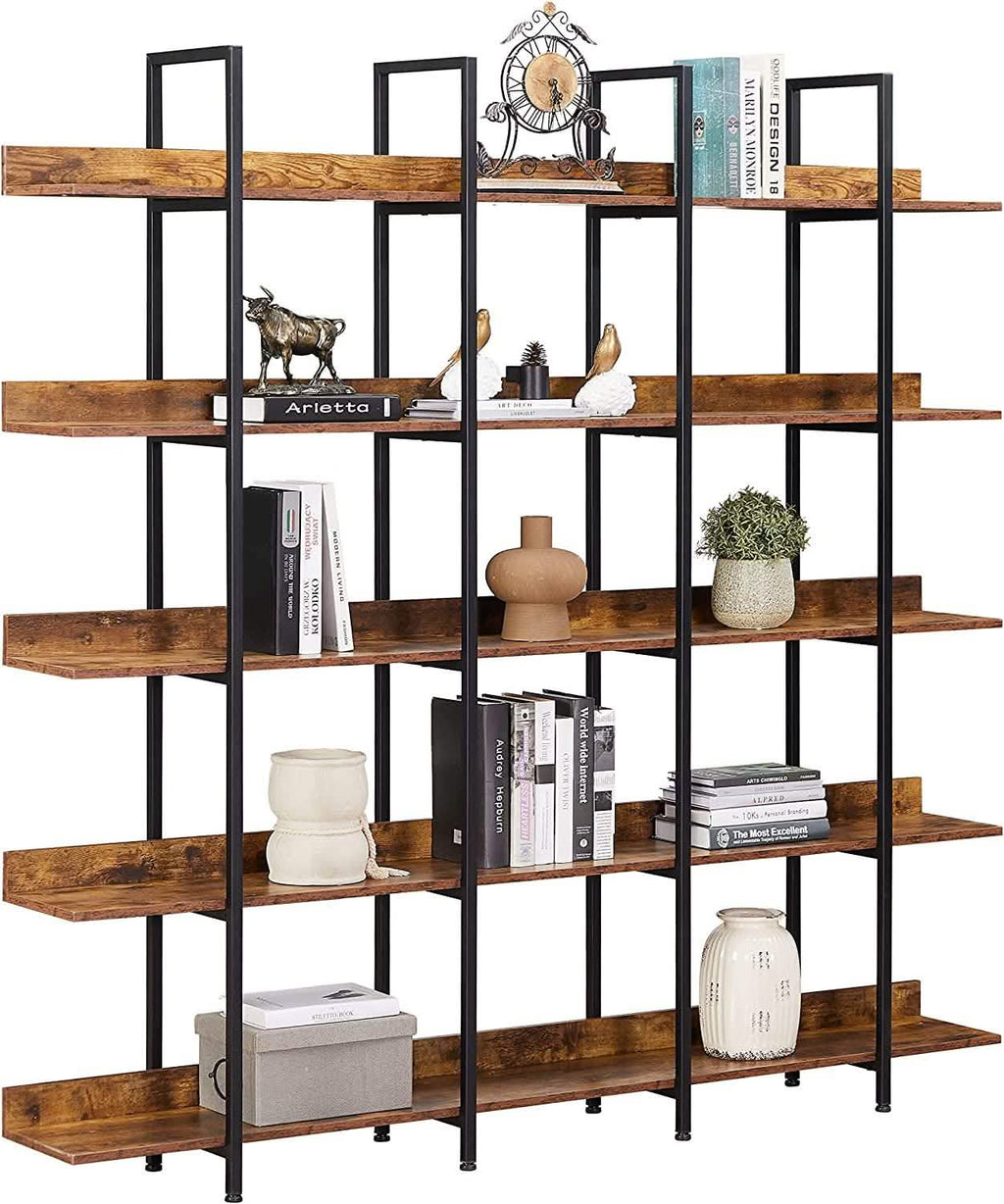 5-Tier Bookcase Tall Bookshelf, Storage Shelf with Metal Frame