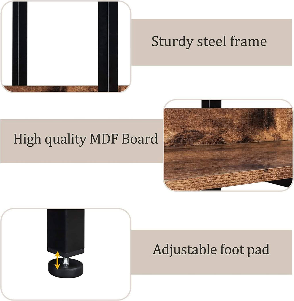 5-Tier Bookcase Tall Bookshelf, Storage Shelf with Metal Frame