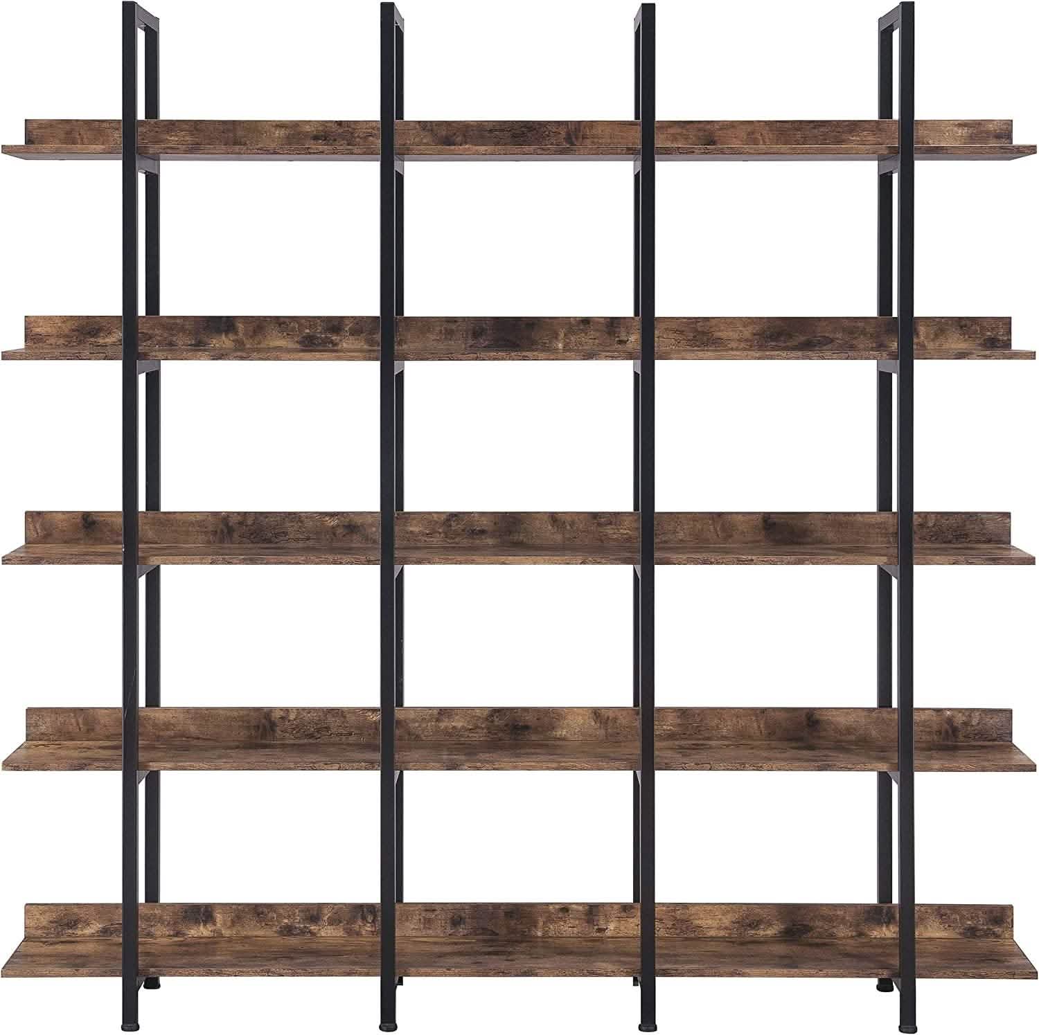 5-Tier Bookcase Tall Bookshelf, Storage Shelf with Metal Frame