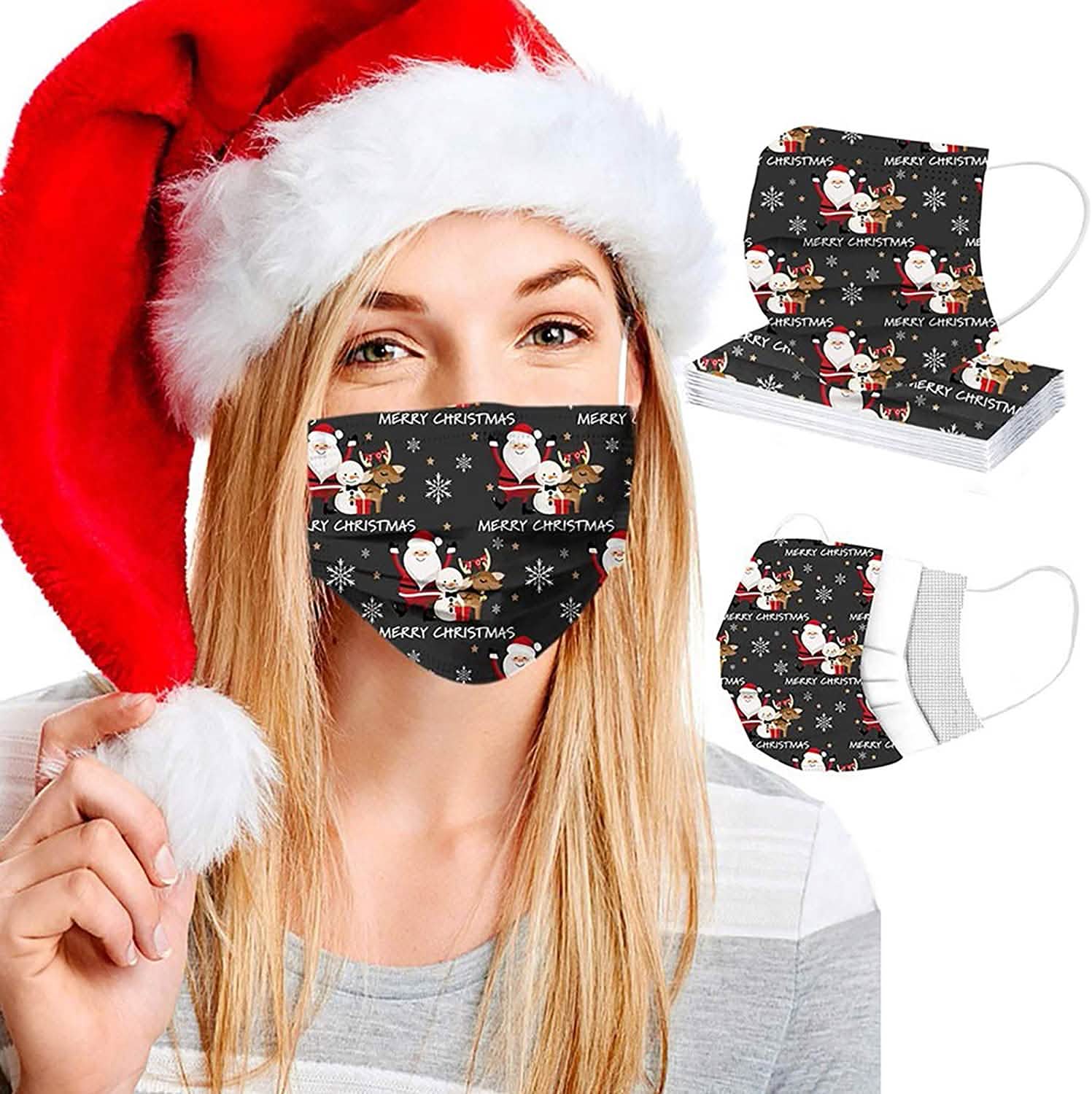 50-Pack: Holiday Themed Disposable Non-Medical 3-Ply Face Mask