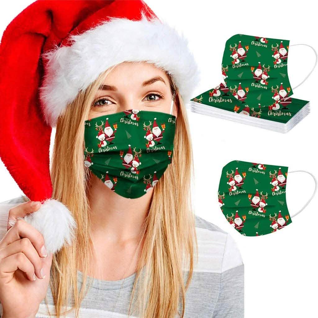 50-Pack: Holiday Themed Disposable Non-Medical 3-Ply Face Mask