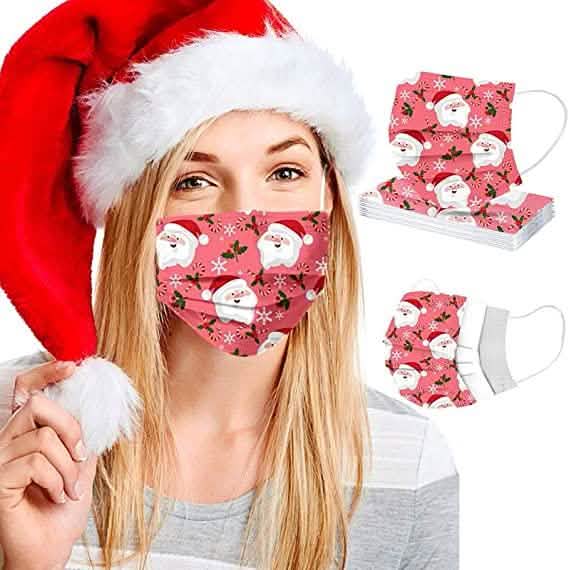 50-Pack: Holiday Themed Disposable Non-Medical 3-Ply Face Mask