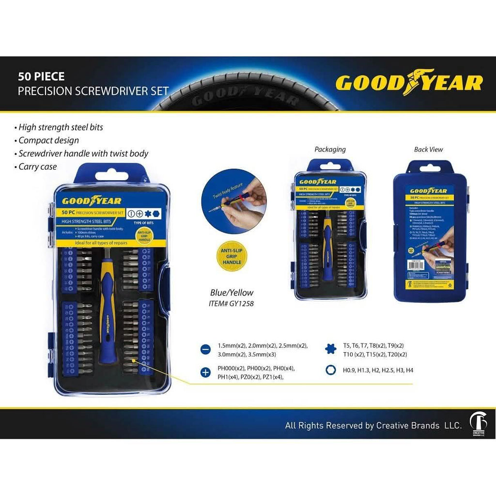 50-Piece Set: Goodyear Precision Screwdriver