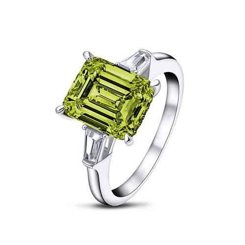 5.00 CTTW Peridot Gemstone Emerald Cut Ring