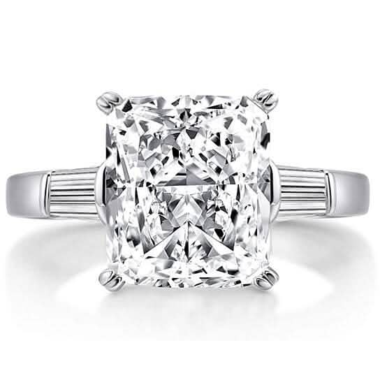 5.00 CTTW Square Brilliant Cut Tri Stone Engagement Ring