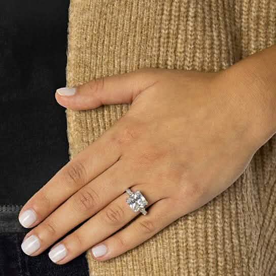 5.00 CTTW Square Brilliant Cut Tri Stone Engagement Ring