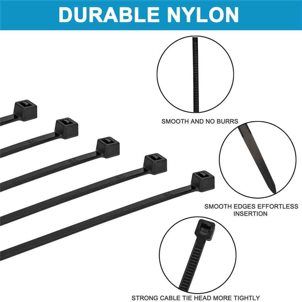500-Piece: Black Nylon Cable Ties