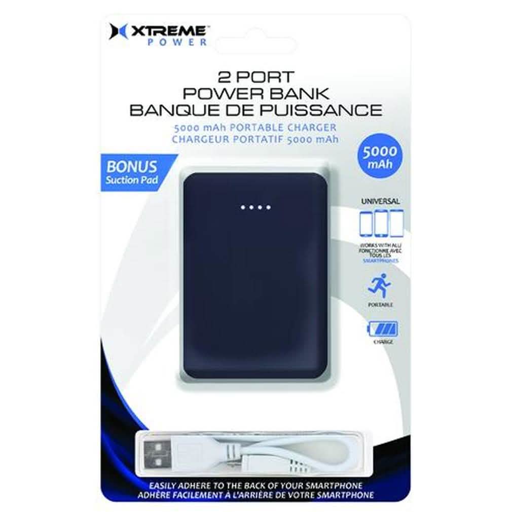 5000mAh 2 Port Black Power Bank