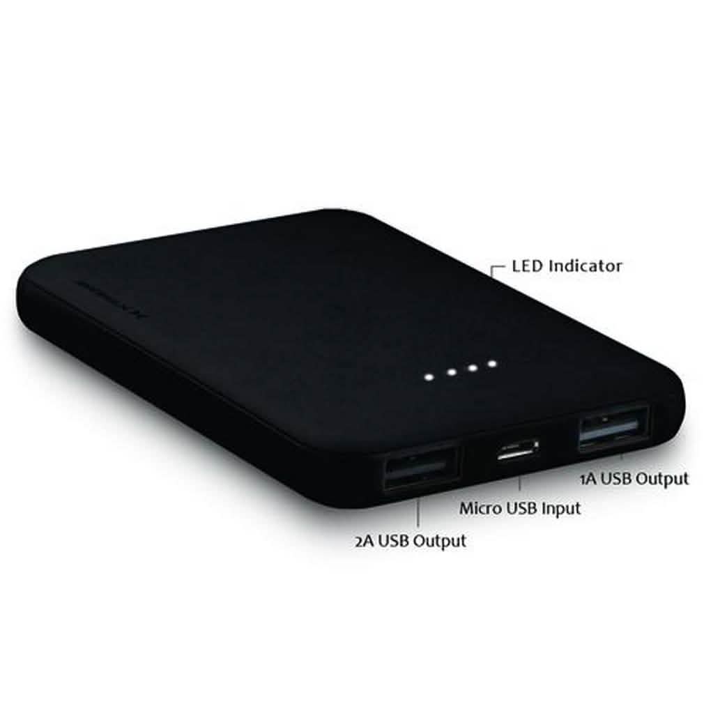 5000mAh 2 Port Black Power Bank