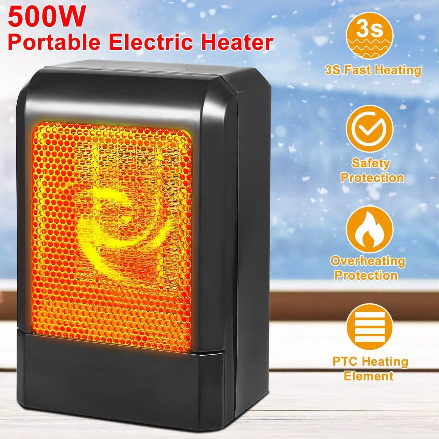 500W Ceramic Portable Electric Heater