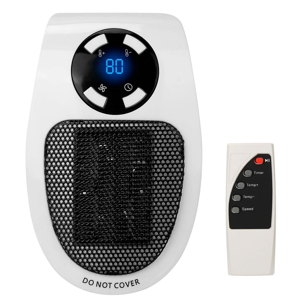 500W Portable Heater Fan Wall Outlet with Remote Control