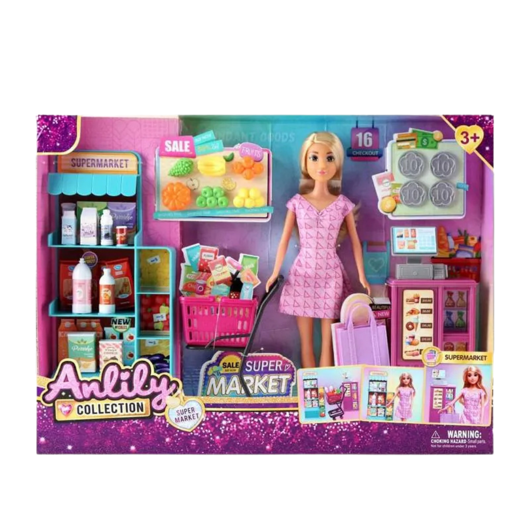 Anlily Supermarket Shopping Playset with Doll & Accessories