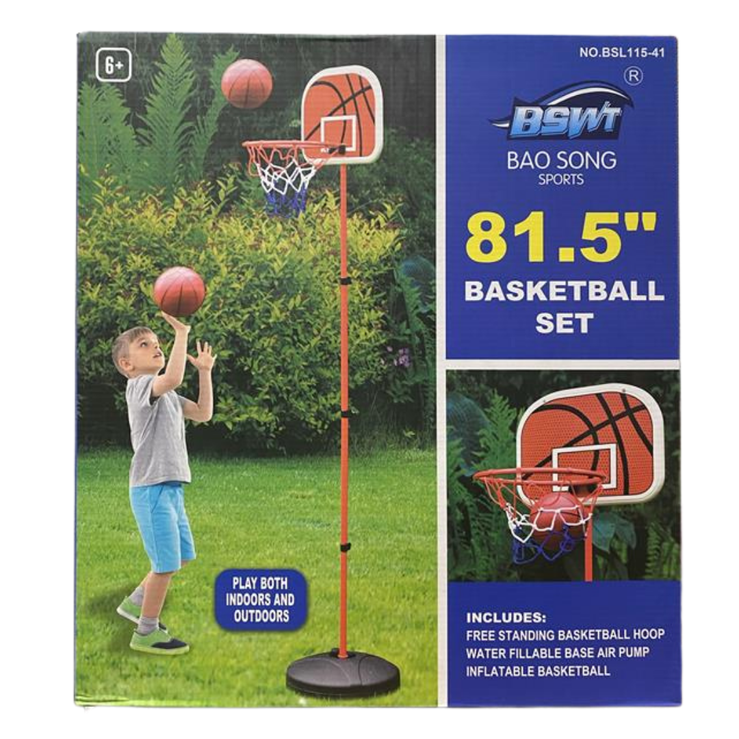 BSWT Adjustable Kids Basketball Hoop Stand Set (81.5 Inch Max)