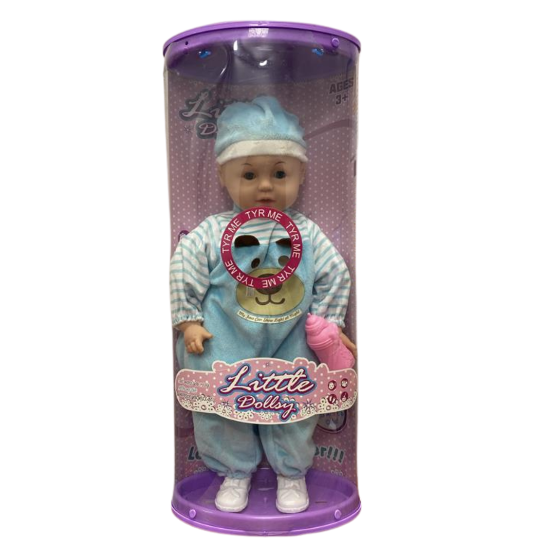 Little Dollsy Baby Doll with Glow-in-the-Dark Face (Purple Bear)