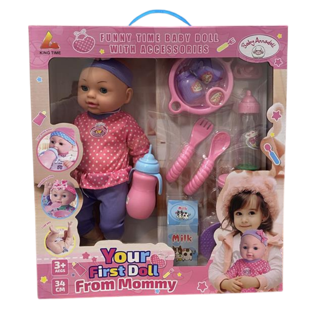 King Time Your First Doll From Mommy Baby Doll with Feeding Set (Bunny Outfit)