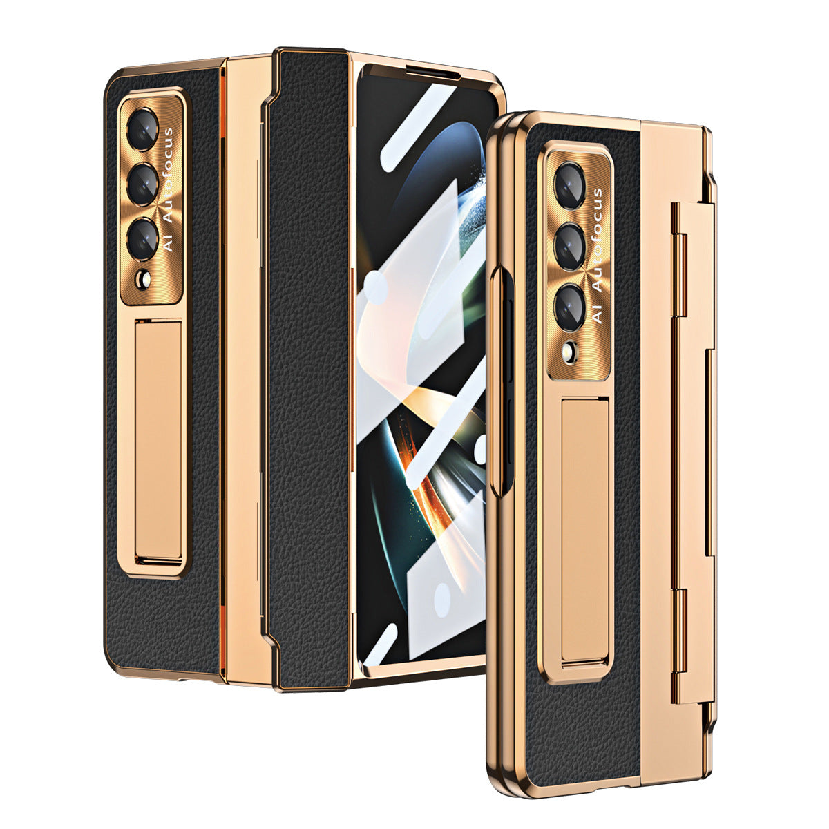 Samsung zfold 5 phone case FOLD4 folding screen flat hinge plain leather all inclusive anti fall protective case W22 is suitable