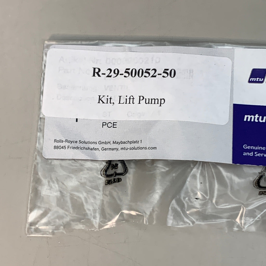 LIFT PUMP KIT 2PK mtu ValueCare Genuine Spare Parts Rolls Royce Solution R-29-50052-50 OEM