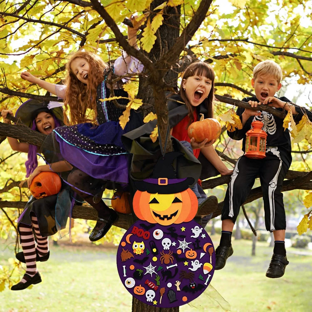 51-Pieces: Felt Pumpkin Witch Hanging Décor