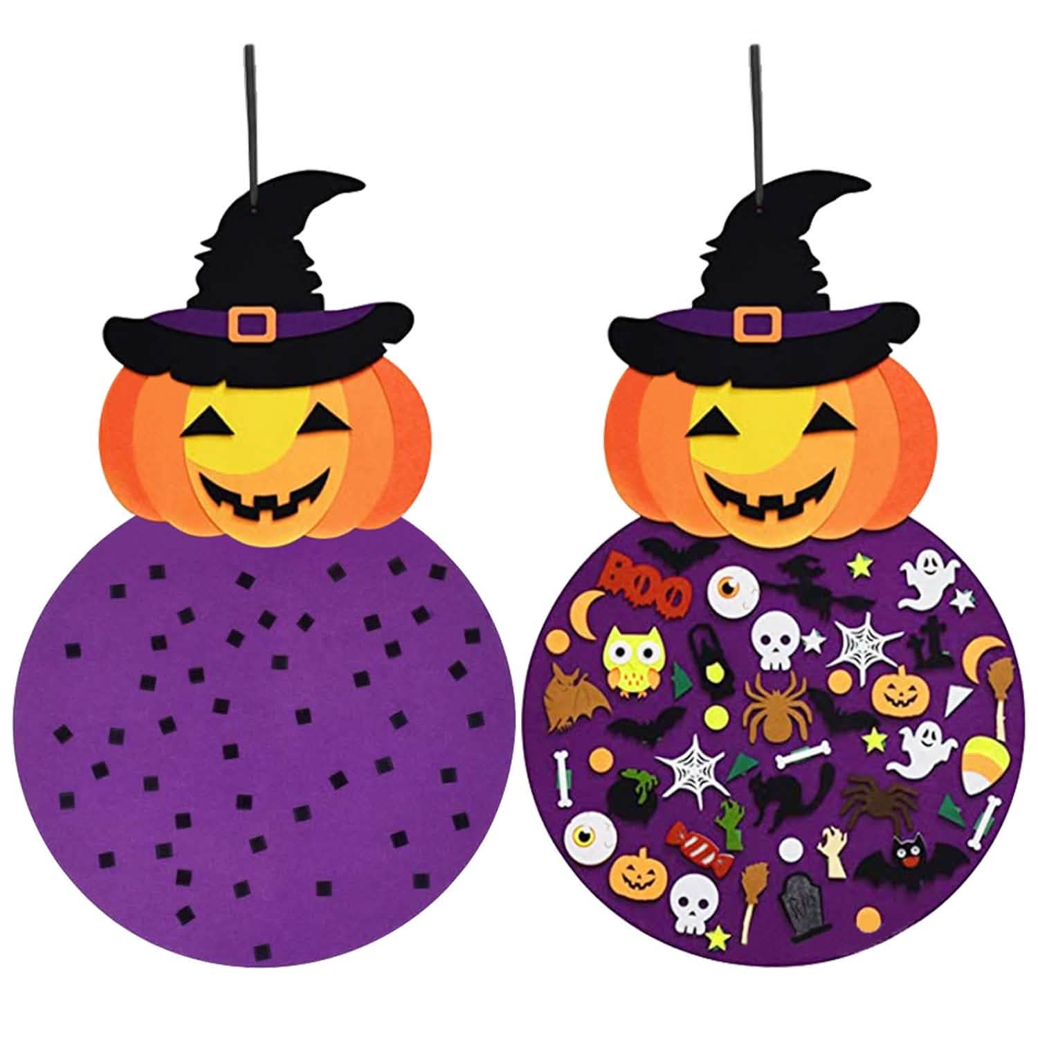 51-Pieces: Felt Pumpkin Witch Hanging Décor