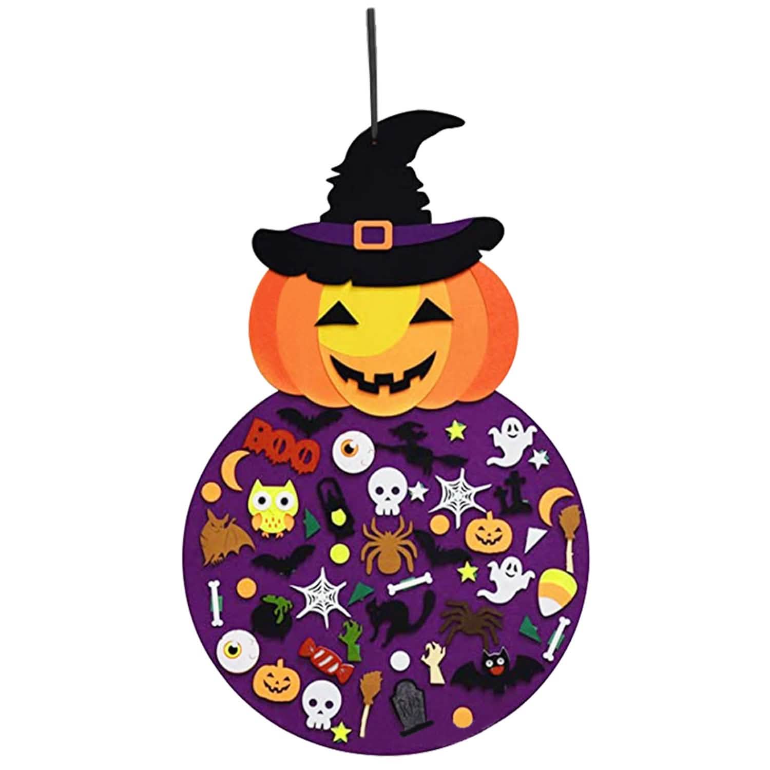51-Pieces: Felt Pumpkin Witch Hanging Décor