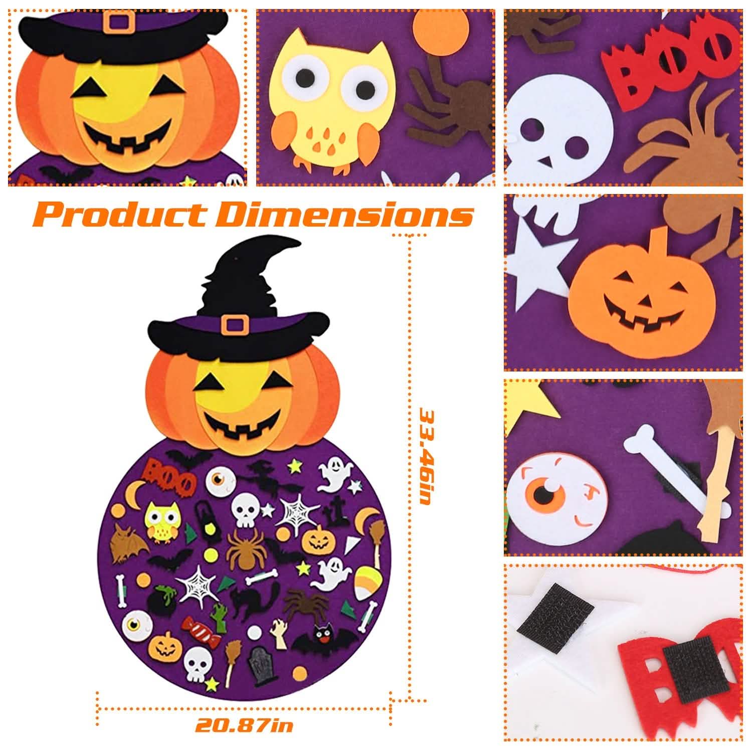 51-Pieces: Felt Pumpkin Witch Hanging Décor