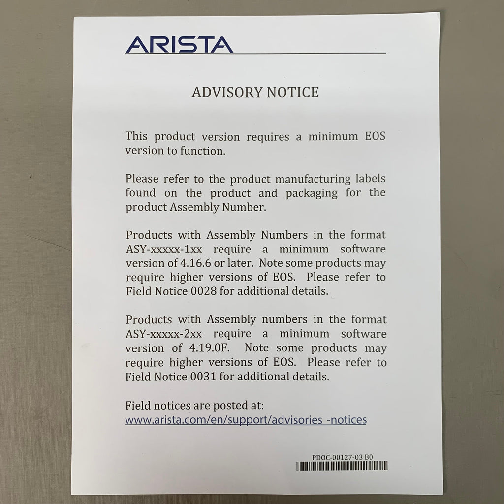 ARISTA Network Switch Back-to-Front Airflow 48-Port 1GE & 6-10GE SFP+ Uplinks (New)